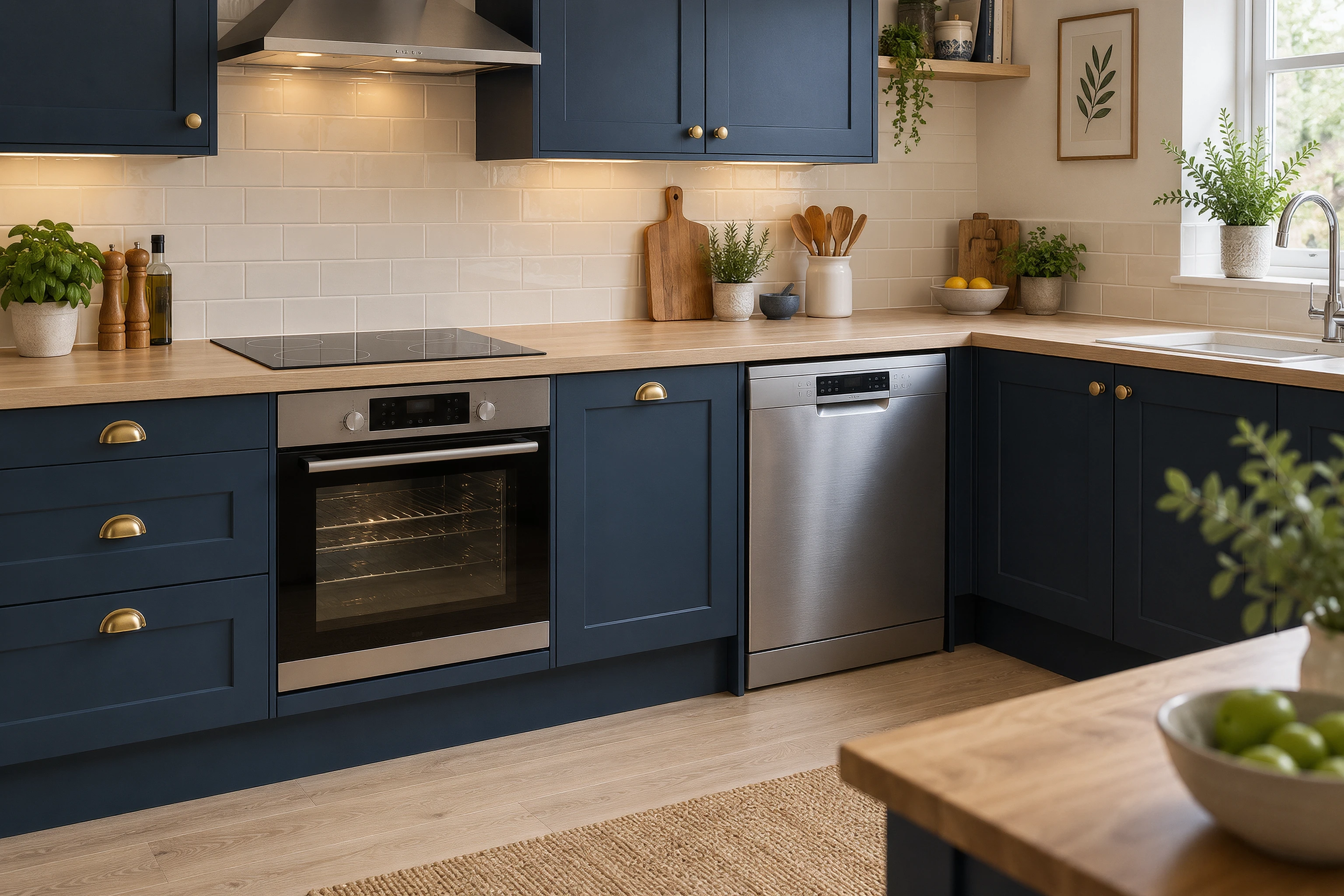 Illustrative kitchen with an oven and dishwasher